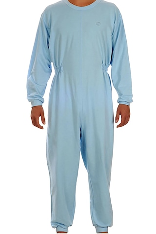 Caretex Yuvarlak Yaka Sırt Fermuarlı Hasta Bakım Tulumu Mavi