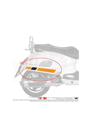Sts5 Mat Turuncu Siyah Vespa Gts250 Gts300 Yan Cita Sticker Seti