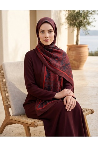 Moda Nuda Iconic Hasna Şal Bordo - Zarif Ve Modern