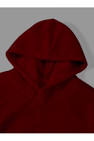 Harmandar Üç İplik Ying Yang Baskılı Unisex Kırmızı Kanguru Cepli Kapüşonlu Sweatshirt Hoodie Yingyangkirmizisweat