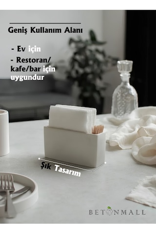 El Yapımı Beton Gri Alçı Peçetelik Minimal Masa Ve Mutfak Dekoru Kafe & Bar İçin Sade Beyaz