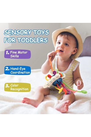 Yaşındakiler Için Montessori Oyuncakları, Bebekler Için Duyusal Oyuncaklar, Gıda Sınıfı Silikon Çekme Ipi Aktivite Oyuncak, Ince Motorlu Oyuncaklar, Seyahat Oyuncakları, Yürümeye B