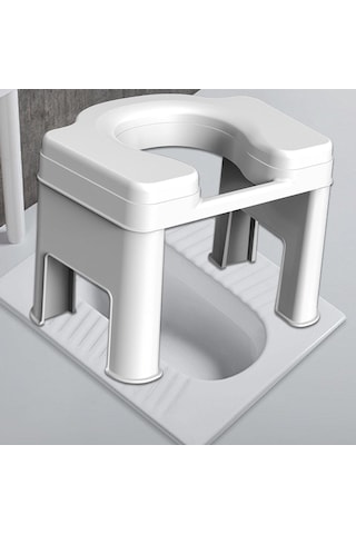 Suntek Tuvalet Taburesi Taşınabilir Kaymaz Kompakt 26,5cm-beyaz