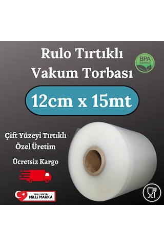 Rulo Tırtıklı Vakum Torbası Poşeti - 12 CM X 15 MT
