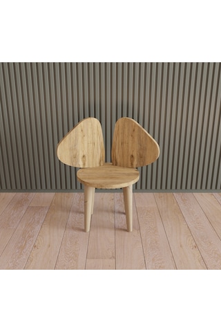 Çocuk Sandalyesi Çocuk Oturağı Fil Kulaklı Ahşap MDF Sandalye Montessori Sandalye TEKLİ Kahverengi