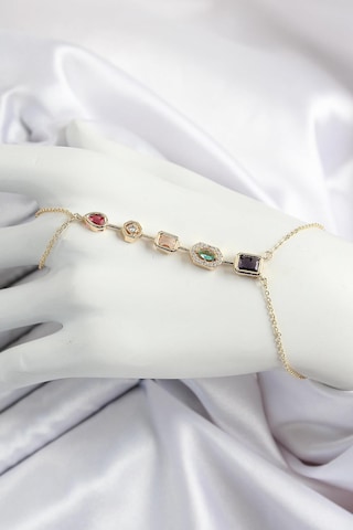 Pirinç Renkli Zirkon Taşlı Y Model Gold Renk Kadın Şahmeran Altın