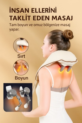 Elektrikli Boyun Ve Omuz Masaj Aleti Isıtmalı, 8d İnsan Eli Etkisi, Derin Kas Rahatlama - 743291109 Diğer