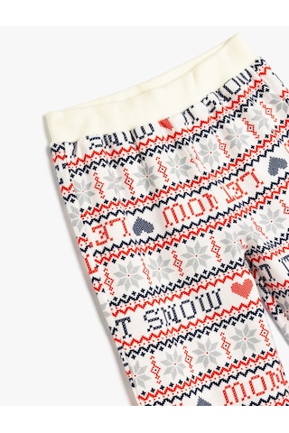 Koton Yılbaşı Desenli Beli Lastikli Pamuklu Pijama Altı Kırmızı Desenli 5wlk50029mw