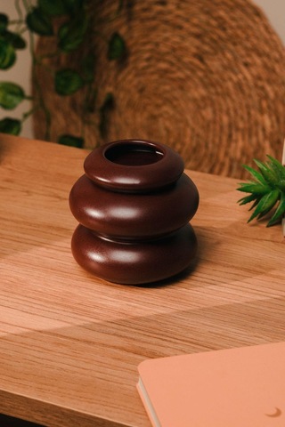 Bordo Mat Modern Tasarım Seramik El Yapımı Buhurdanlık-3427