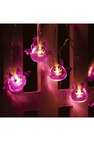 Suofeng Halloween Dekoratif Bat Figürlü Işık Zinciri - 1.5m 10led Iki Adet Paket - Ev, Pencere, Duvar Dekoru