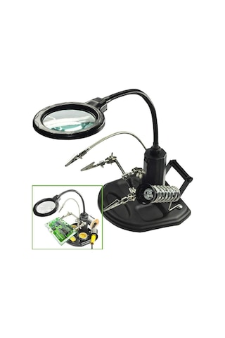 Wellhise Acn-129 Masa Üstü Ledli Mini Büyüteç Havya Stand Pcb Tutucu