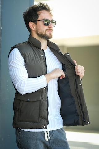 Octave Suya Dayanıklı Kapaklı Cepli Etiket Detaylı Dik Yaka Erkek Şişme Yelek Haki