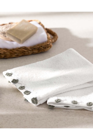 Jeanne Kroşeli 2'li %100 Pamuk El Havlusu - Ekru - 30x40 Cm 8684427204641 Ekru