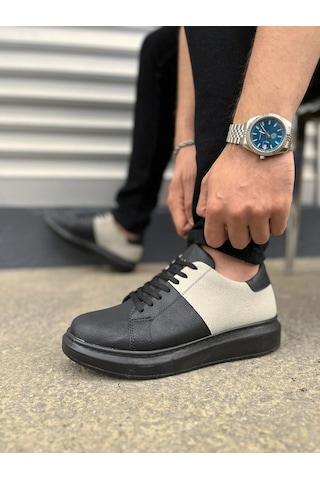 Mevese Tsoob Bağcıklı Cilt Süet Erkek Günlük Rahat Taban Sneaker Ayakkabı - Gri Siyah - Gri