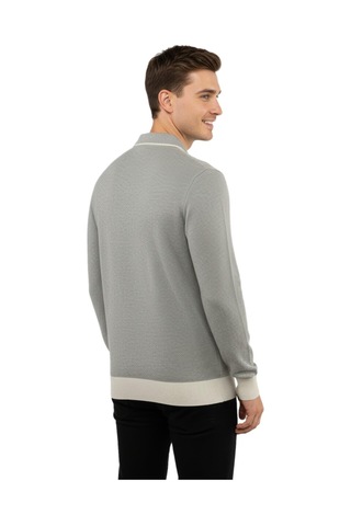 Çizgi Erkek Polo Yaka Kazak Cepli Çelik Örgü Klasik Kalıp 5208f Bgl-st04963 Taş Melanj