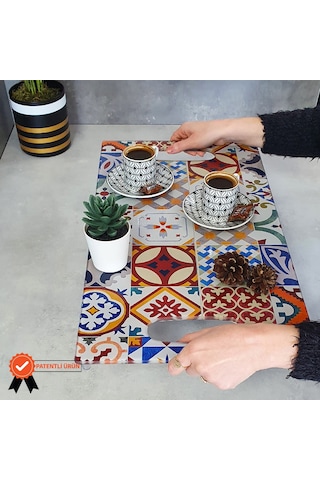Decorita Cam Tepsi Çini Desen 29Cm X 52Cm