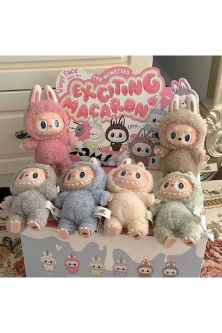 Getfit Oturmuş Kabarcık Labubu Labubu Yapıştırıcı Yüz Peluş Bebek Kolye Kahverengi