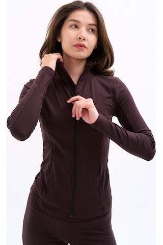 Normal People Mıla - Fermuarlı Spor Ceket /şeftali Dokulu Peach Skin Kumaş Kahve