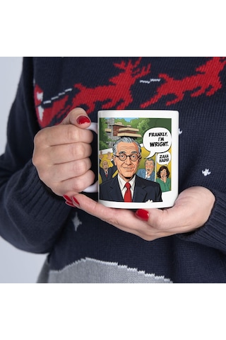 Mimarlık Mizah Kupa Bardak Frank Lloyd Wright Zaha Hadid Tasarım Mimar Hediye Porselen Kahve Kupası Beyaz