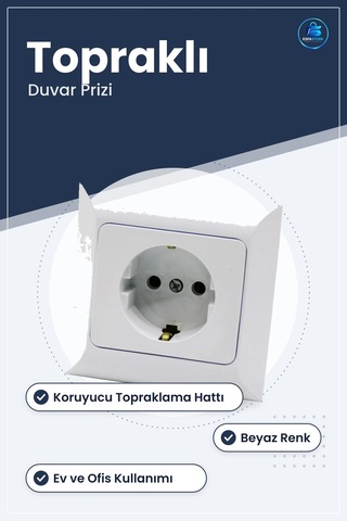 Topraklı Priz Beyaz Duvar Prizi Schuko Tipi Elektrik Tesisat Malz