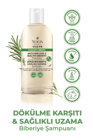 Yoon Saç Dökülme Karşıtı, Hızlı Saç Uzatma, 7 Aktifli Biberiyeli Tuzsuz Şampuan 400ml Tüm Saç Tipleri