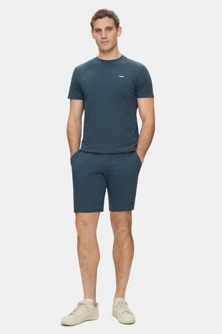 Taylor Lacivert Bisiklet Yaka Krinkıl Hafif Kumaş Metal Logolu Standard Fit Erkek Tshirt Lacivert