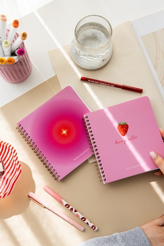 15x16 Spiralli Karton Kapak 2'li Çizgili Not Defter Seti - Aura Çok Renkli