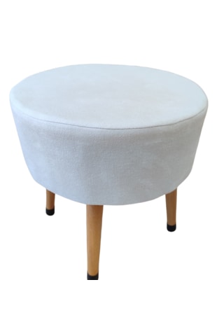 Ustaagac Puf Koltuk Bench Tabure Beyaz - Ahşap Ayaklı Beyaz