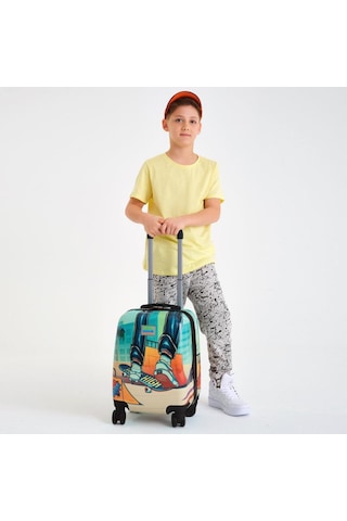 Coral High Kids Çivit Neon Turuncu Kaykay Desenli Çocuk Valizi 16742