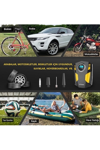 Lastik Şişirme Taşınabilir Hava Kompresörü Araba Lastik Pompası E