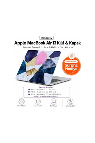 Apple Uyumlu MacBook Air 13.3 İnç Kılıf A1932 A2179 A2337 M1 Uyumlu Hard Case Sert Koruyucu Kapak Geometrik Merme