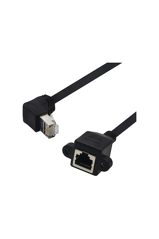 4777 Rj45 Dişi Erkek Uzatma 1.5m Dirsek 90 Derece Panel Tipi Cat6