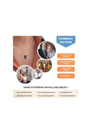 İndigo Takı Işıklı Kutuda İsimli Fotoğraflı Dönen Çerçeve Gümüş Kolye Gold