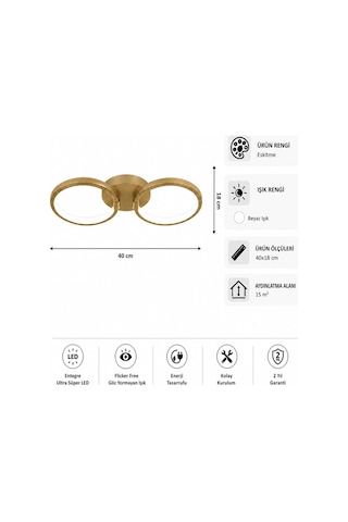 AvizeGO Onto Led Plafonyer Avize Beyaz Işık Eskitme