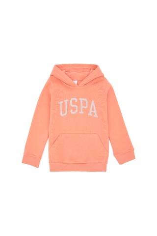 U.S. Polo Assn. Kız Çocuk Somon Kapüşonlu Basic Sweatshirt 50296388-VR047