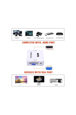 Hdmı To 2 Vga Mini Çevirici Dönüştürücü Hdmı2Vga Adaptör