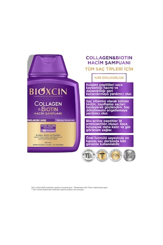 Collagen & Biotin Ekstra Hacim Şampuanı 300 Ml - Kolajen Biotin İnce Seyrek Saçlar 3'lü