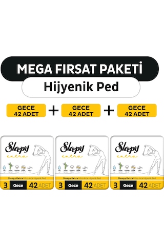 Sleepy Extra Ultra İnce Gece Hijyenik Ped 3 x 42'li