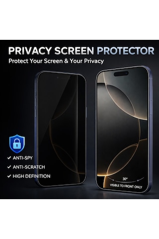 Apple iPhone 16 Pro Max Uyumlu Hayalet Ekran Koruyucu Gizli Privacy