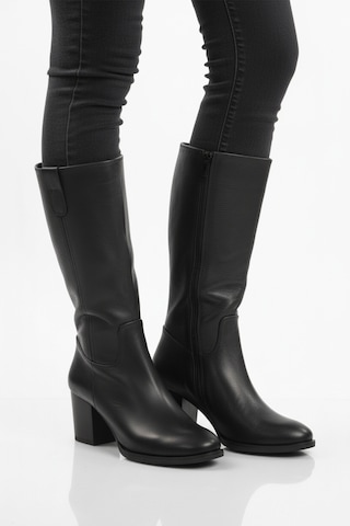 Ayakmod Siyah Hakiki Deri Fermuarlı Polarlı Kadın Çizme 86620-1 Z Siyah