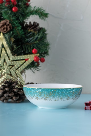 İstanbul Porselen Starligt Fine Bone New Year Yılbaşı Kase 14 Cm Mavi