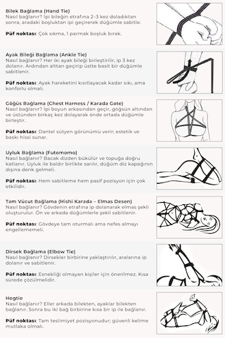 Fantezi Ürünleri, Shibari Sanatına Uygun Ayarlanabilir Vücut Bağlama Halat Seti Siyah2x8mt+1x10mt