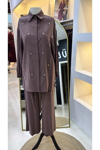 Nuss 1064 Pantolonlu Takım - Kahve