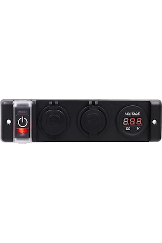 Çakmaklık USB ve Voltmetre Soketi 12V Düğmeli