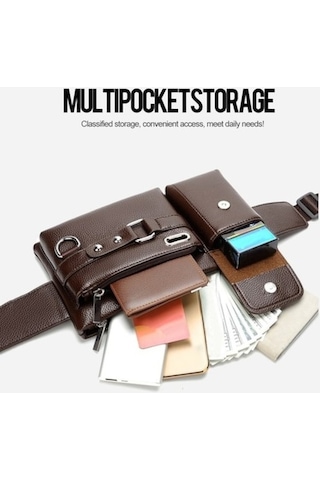 Dancemonkey Tcherchi Çok Fonksiyonlu Bel Çantası Kahverengi, Grand Kapasite Kahverengi