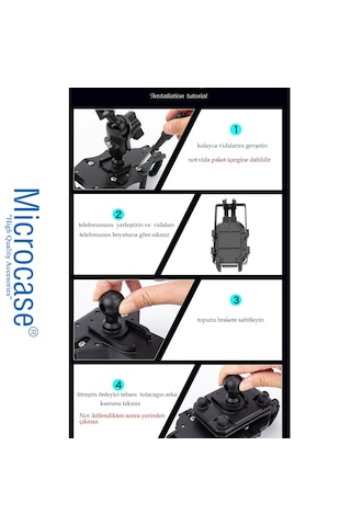 Microcase Zr844 Gidon Ve Ayna Bağlantılı 360 Derece Dönen Titreşim Önleyici Motosiklet Scooter Telefon Tutucu - Al5075 -