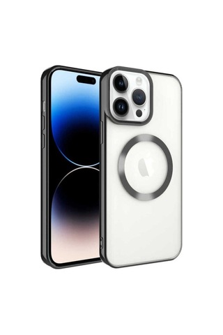 Apple Uyumlu iPhone 14 Pro Kılıf M-safe Wireless Şarj Özellikli Zore Setro Silikon Siyah
