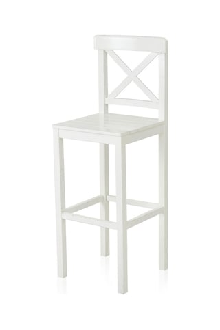 Alaçatı Ahşap Bar Sandalyesi Beyaz