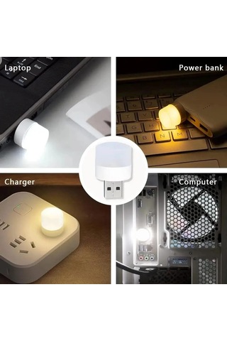 Hombey 10'lu Paket Usb Led Gece Lambası - 5v 1a, 80-100 Lumen, Sıcak & Soğuk Beyaz Işık, Dayanıklı Abs+pc, Ev Ve Seyahat İçin Beyaz
