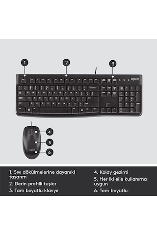 Logitech Klavye & Mouse Mk120 Kablolu Usb